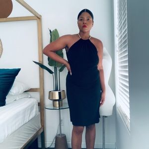 Calvin Klein Gold Snake Rope Halter Dress